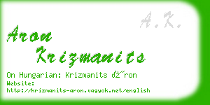 aron krizmanits business card